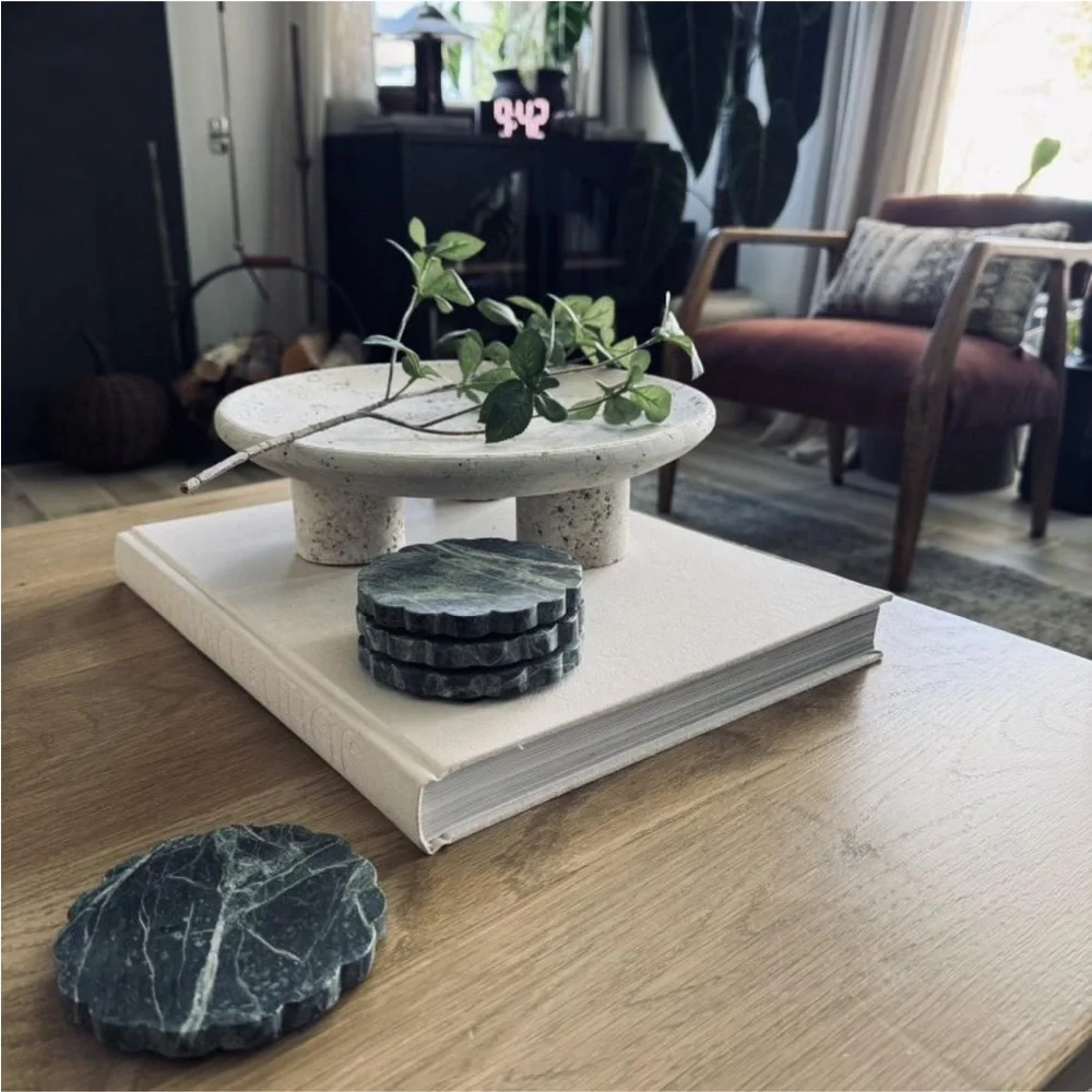 4pc Scallop Marble Coaster Set - Threshold designed with Studio McGee
